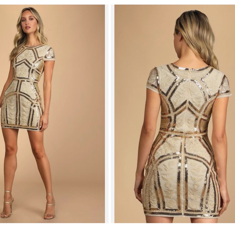 Gold sequin bodycon dress